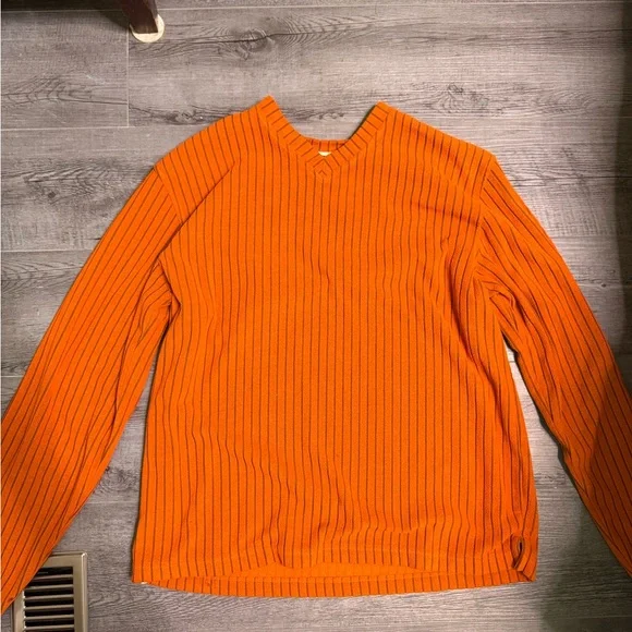 Orange Ribbed Knit Sweater Top - Picture 2 of 5
